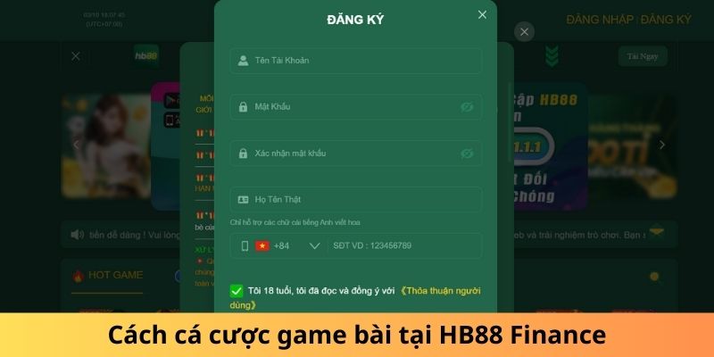 Cách cá cược game bài tại HB88 Finance